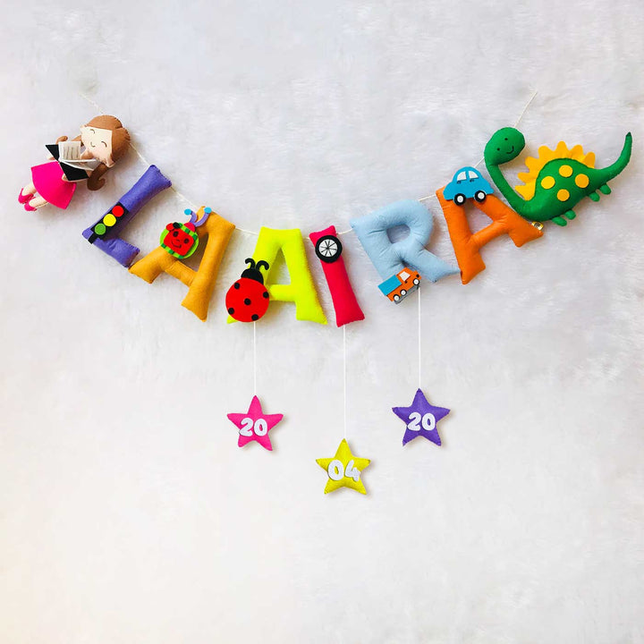 Handcrafted Personalized Dinosaur Themed Bunting For Girls