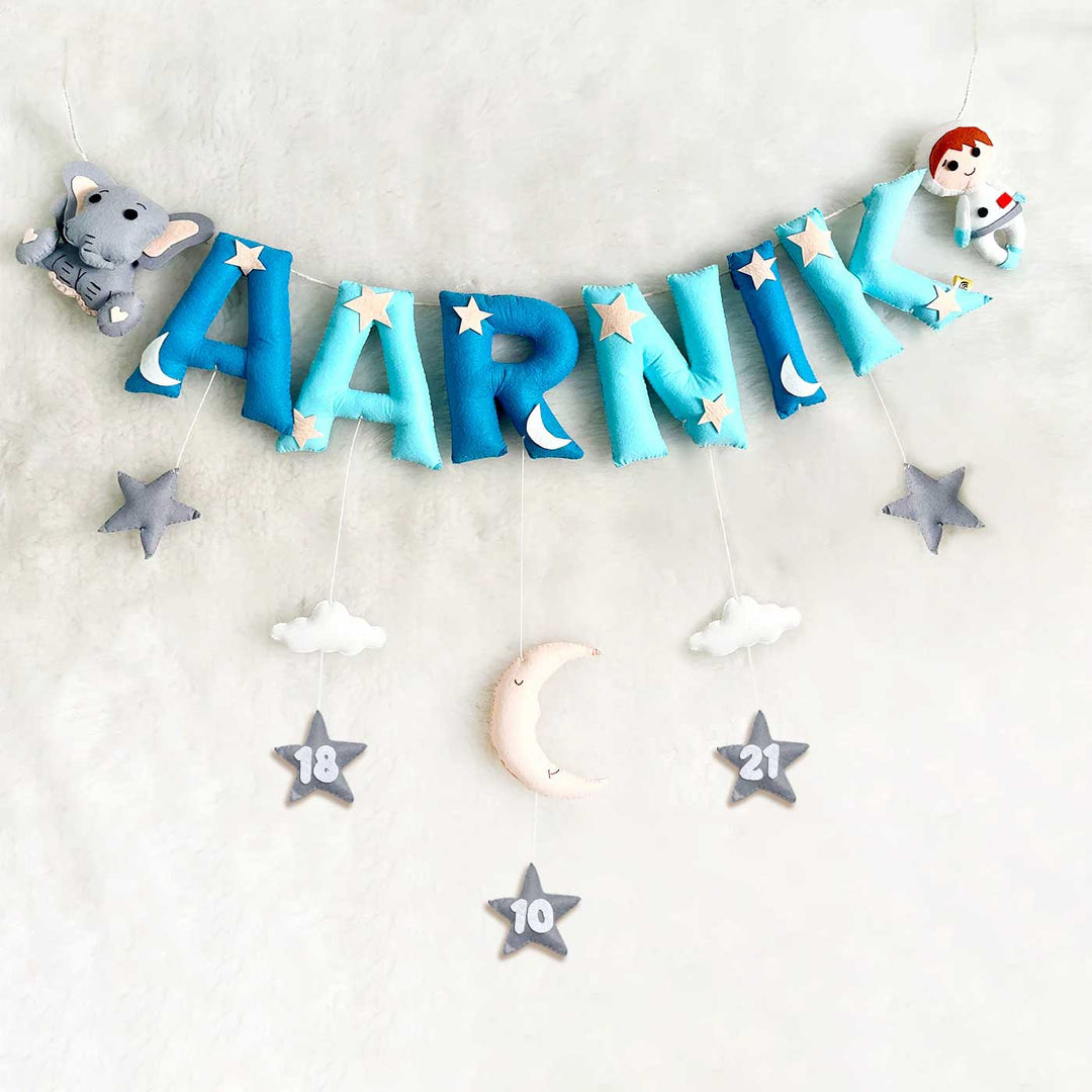 Handcrafted Personalized Ele & Astro Themed Bunting For Kids