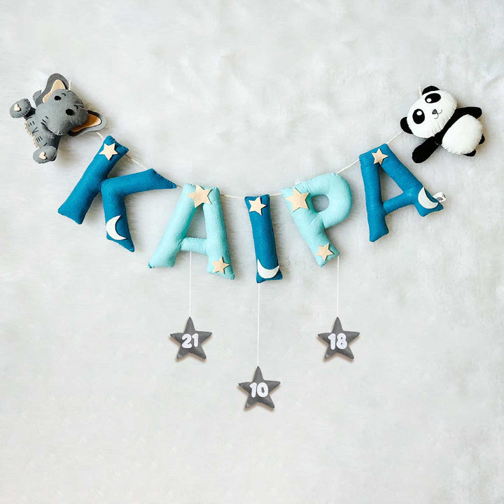 Handcrafted Personalized Ele & Panda Themed Bunting For Kids