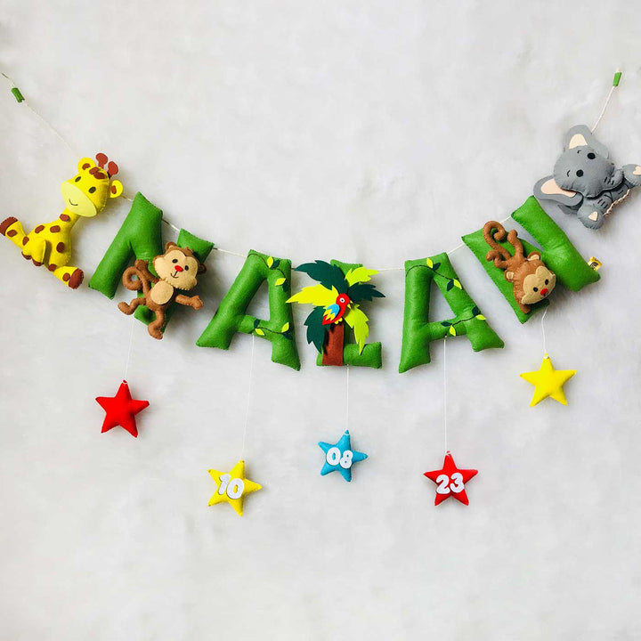 Handcrafted Personalized Jungle Safari Themed Bunting For Kids