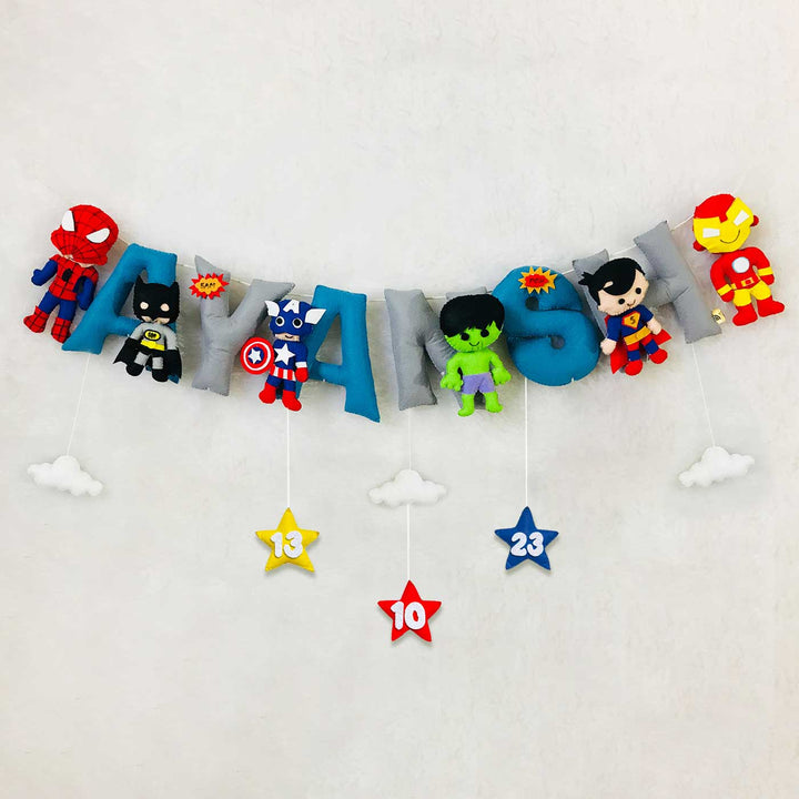 Handcrafted Personalized Superhero Themed Bunting For Kids