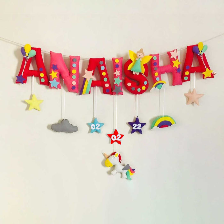 Handcrafted Personalized Unicorn Themed Bunting For Kids