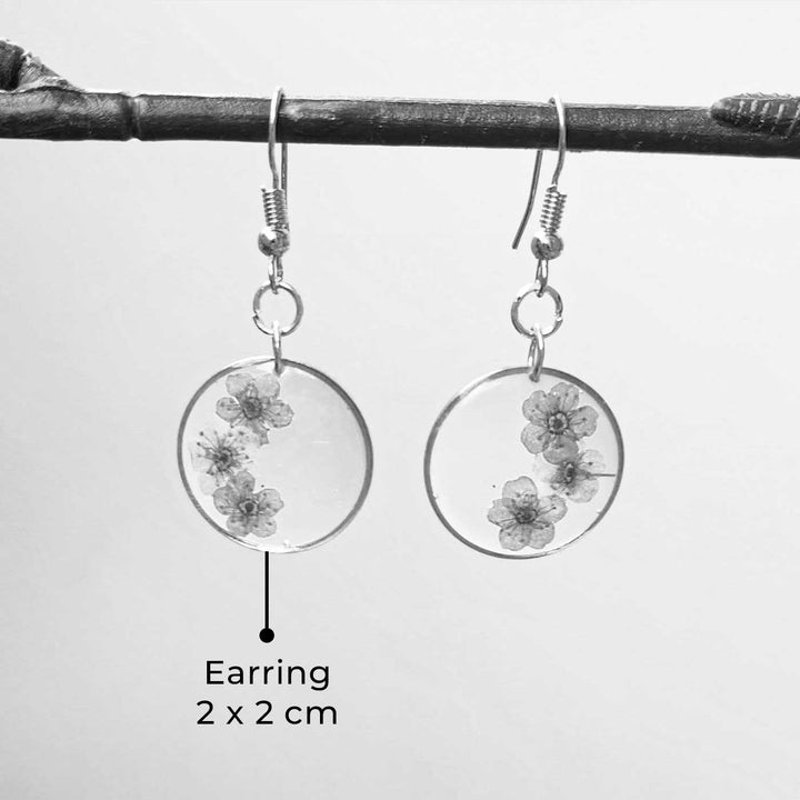 Handmade Pressed Flower Art Pink Resin Earrings