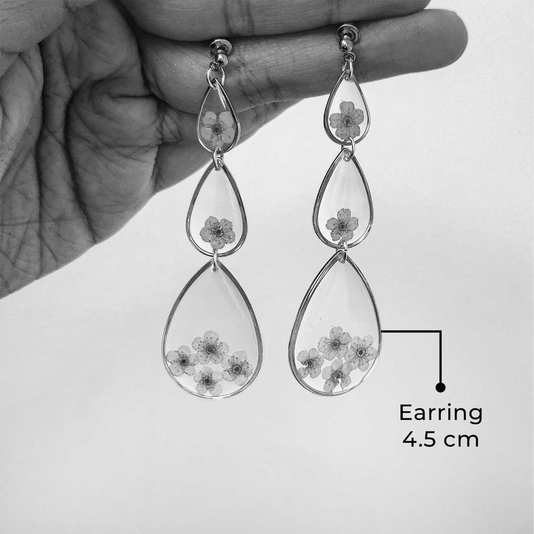 Handmade Pressed Flower Art Pink Paradise Resin Earrings