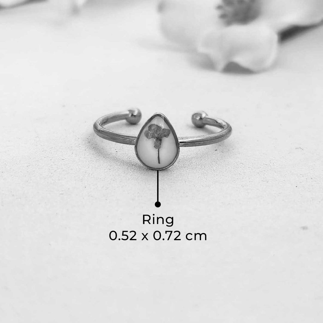 Handmade Pressed Flower Art Purple Resin Ring With Origami Ring Box