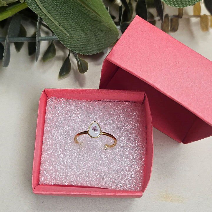 Handmade Pressed Flower Art Purple Resin Ring With Origami Ring Box