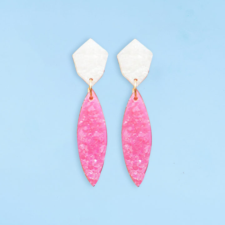 Handcrafted Resin Pink Lotus Earrings