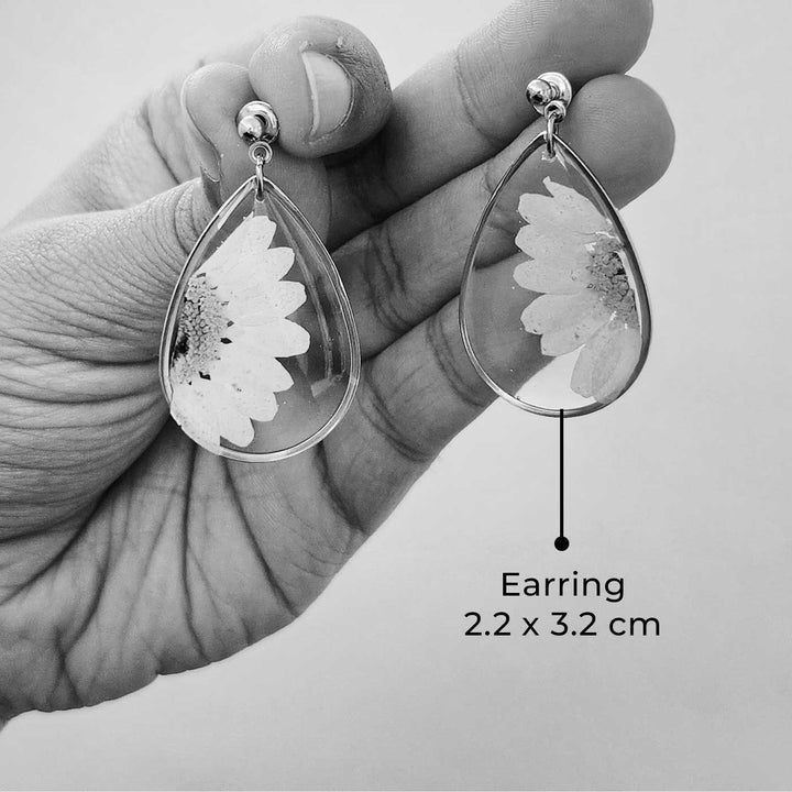 Handmade Pressed Flower Art Pink Whisper Resin Earrings