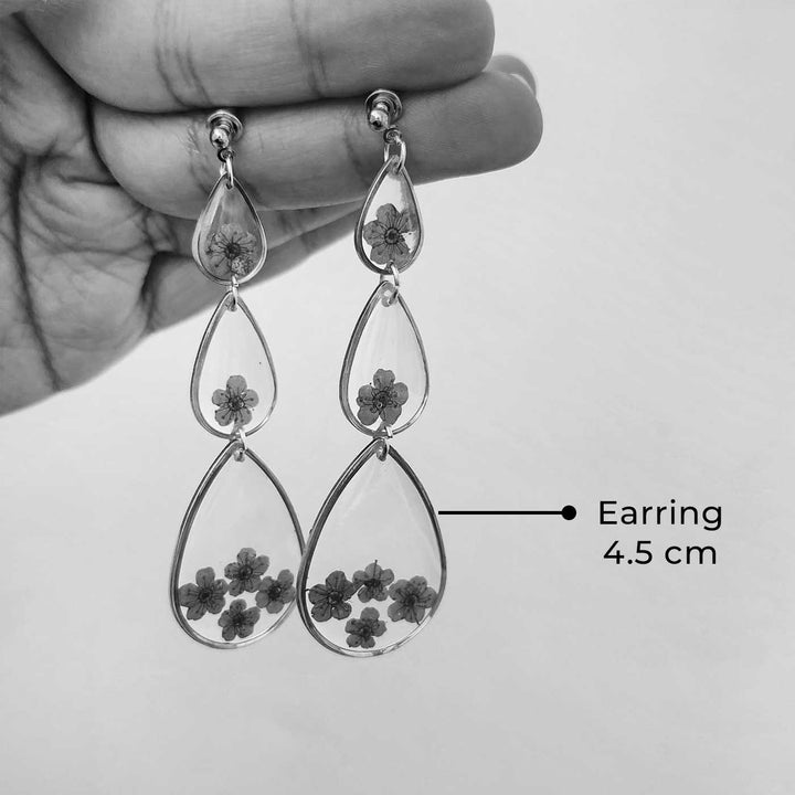 Handmade Pressed Flower Art Green Spring Resin Earrings