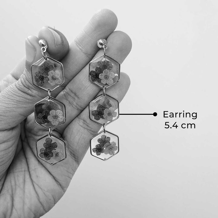 Handmade Pressed Flower Art Colourful Spring Resin Earrings