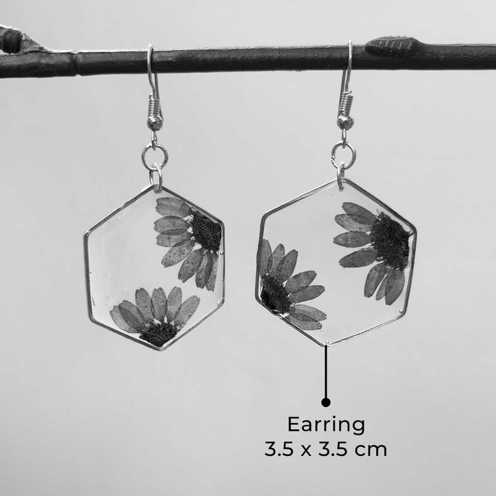 Handmade Pressed Flower Art Green Tropical Resin Earrings