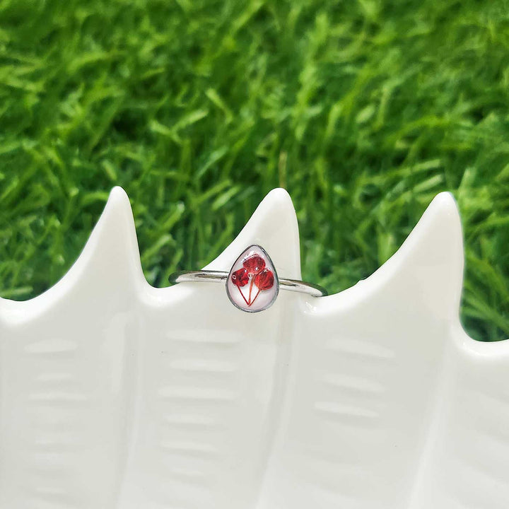 Handmade Pressed Flower Art Resin Ring With Origami Ring Box