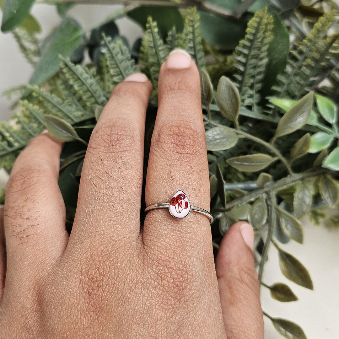 Handmade Pressed Flower Art Resin Ring With Origami Ring Box