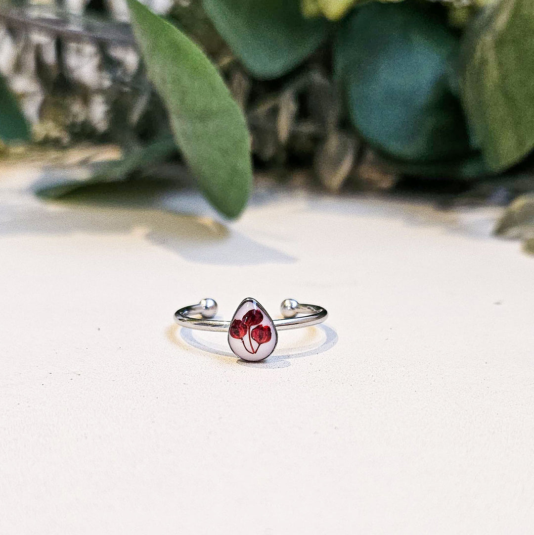 Handmade Pressed Flower Art Resin Ring With Origami Ring Box