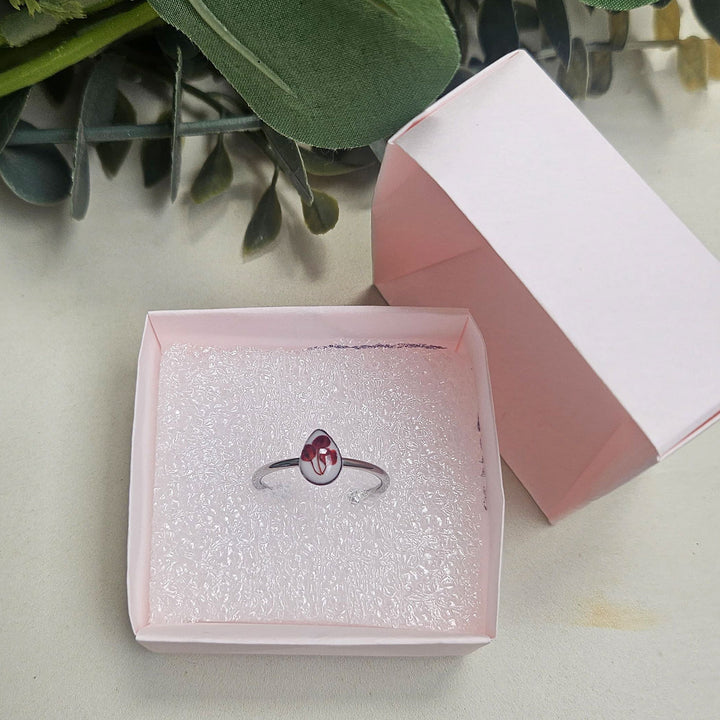Handmade Pressed Flower Art Resin Ring With Origami Ring Box