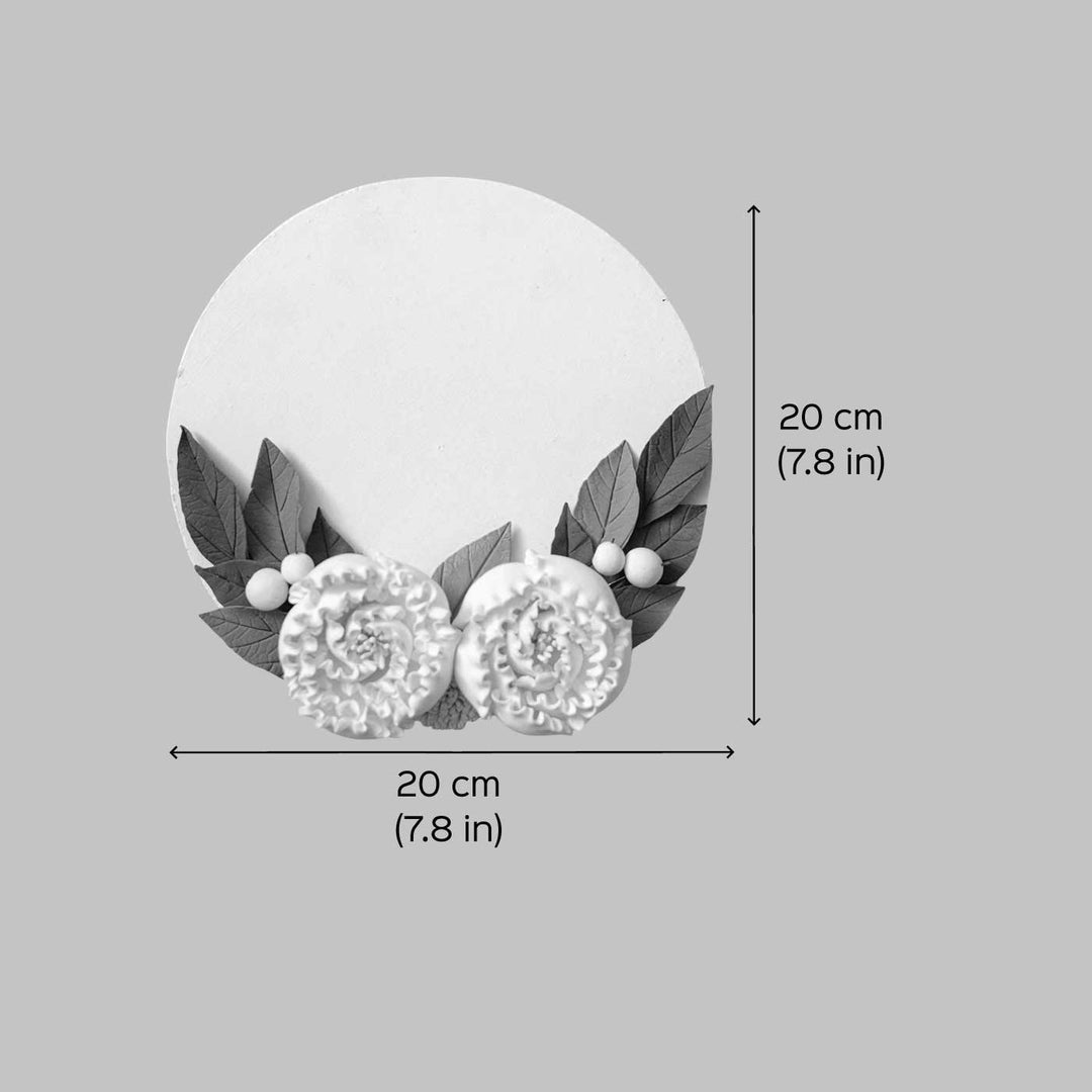 Personalized Round Floral Peony Theme Deco Clay Name Plate