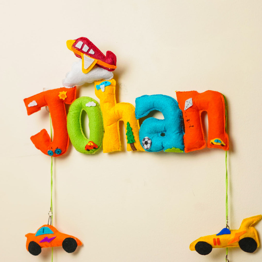Personalized Vehicle Theme Felt Kids Name Plate
