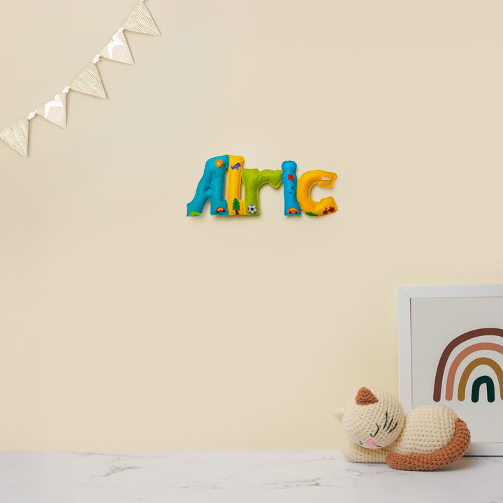 Personalized Vehicles Theme Felt Kids Name Plate