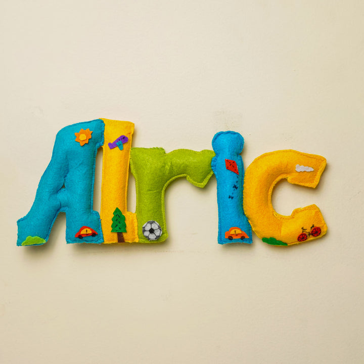 Personalized Vehicles Theme Felt Kids Name Plate