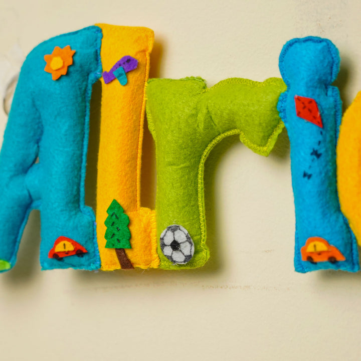 Personalized Vehicles Theme Felt Kids Name Plate