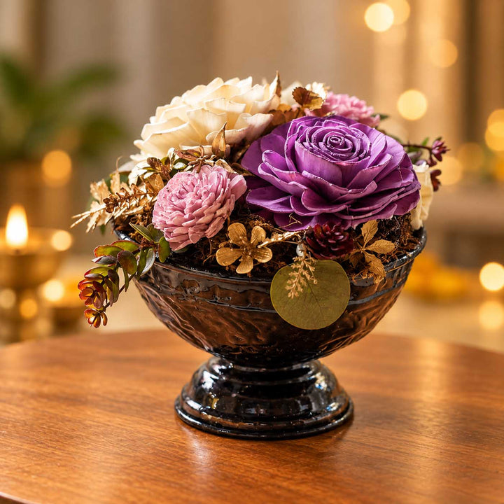 Handcrafted Solawood Flowers "Floral Fancy" Centerpiece