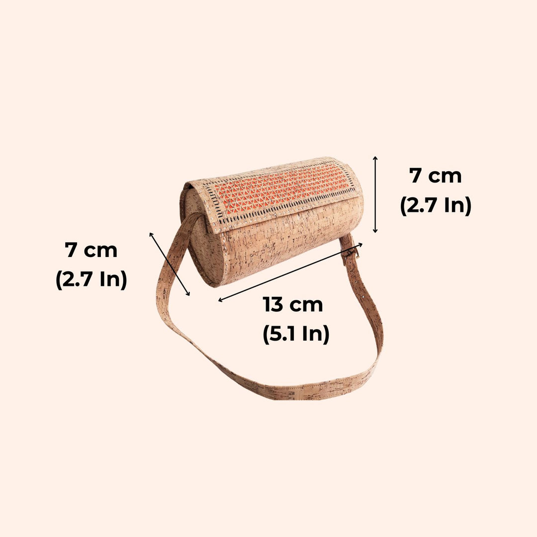 Upcycled Cork & Ajrakh Print Fabric Duffel Bag