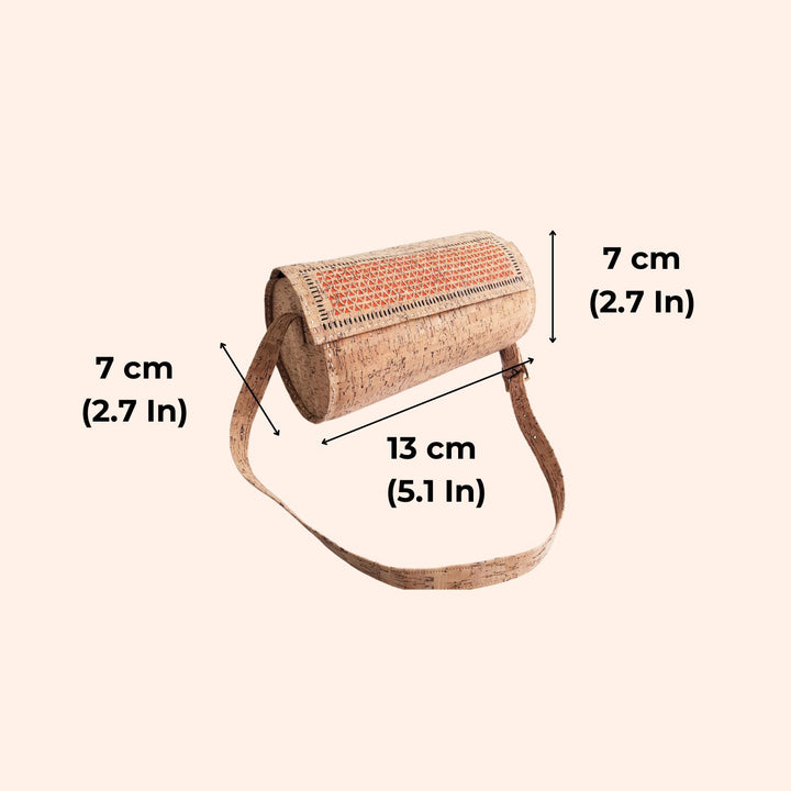 Upcycled Cork & Ajrakh Print Fabric Duffel Bag