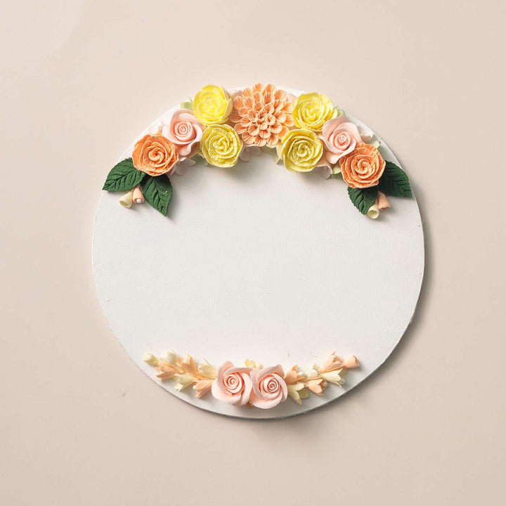 Personalized Round Floral Theme Deco Clay Name Plate