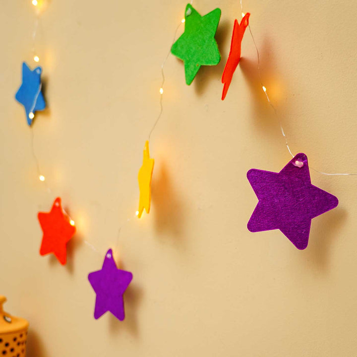 Handmade Assorted Stars Felt Fairy Light For Kids