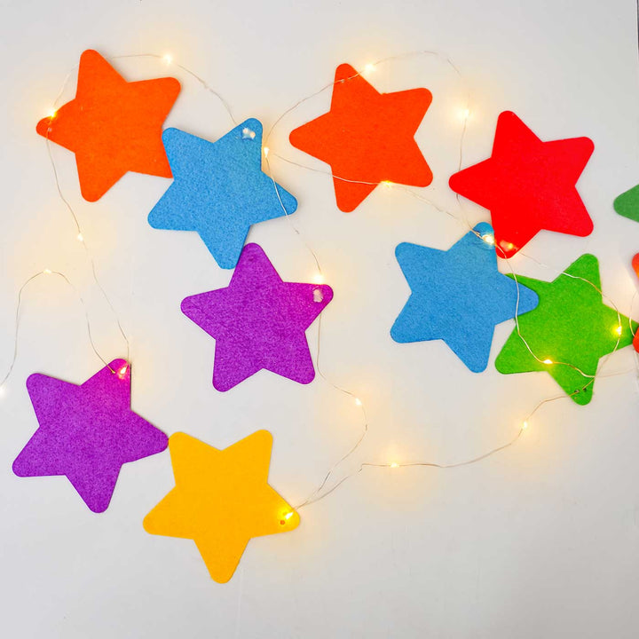 Handmade Assorted Stars Felt Fairy Light For Kids