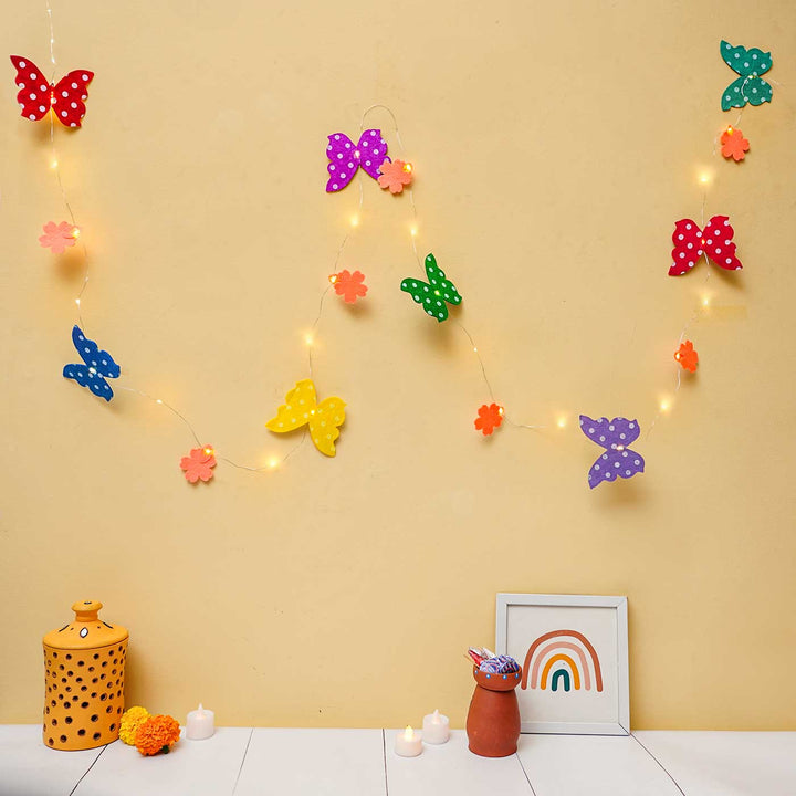 Handmade Butterfly Theme Felt Fairy Light For Kids