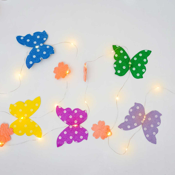 Handmade Butterfly Theme Felt Fairy Light For Kids