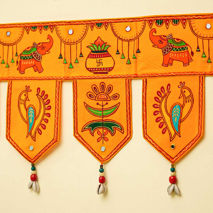 Handmade Yellow Madhubani Art Toran
