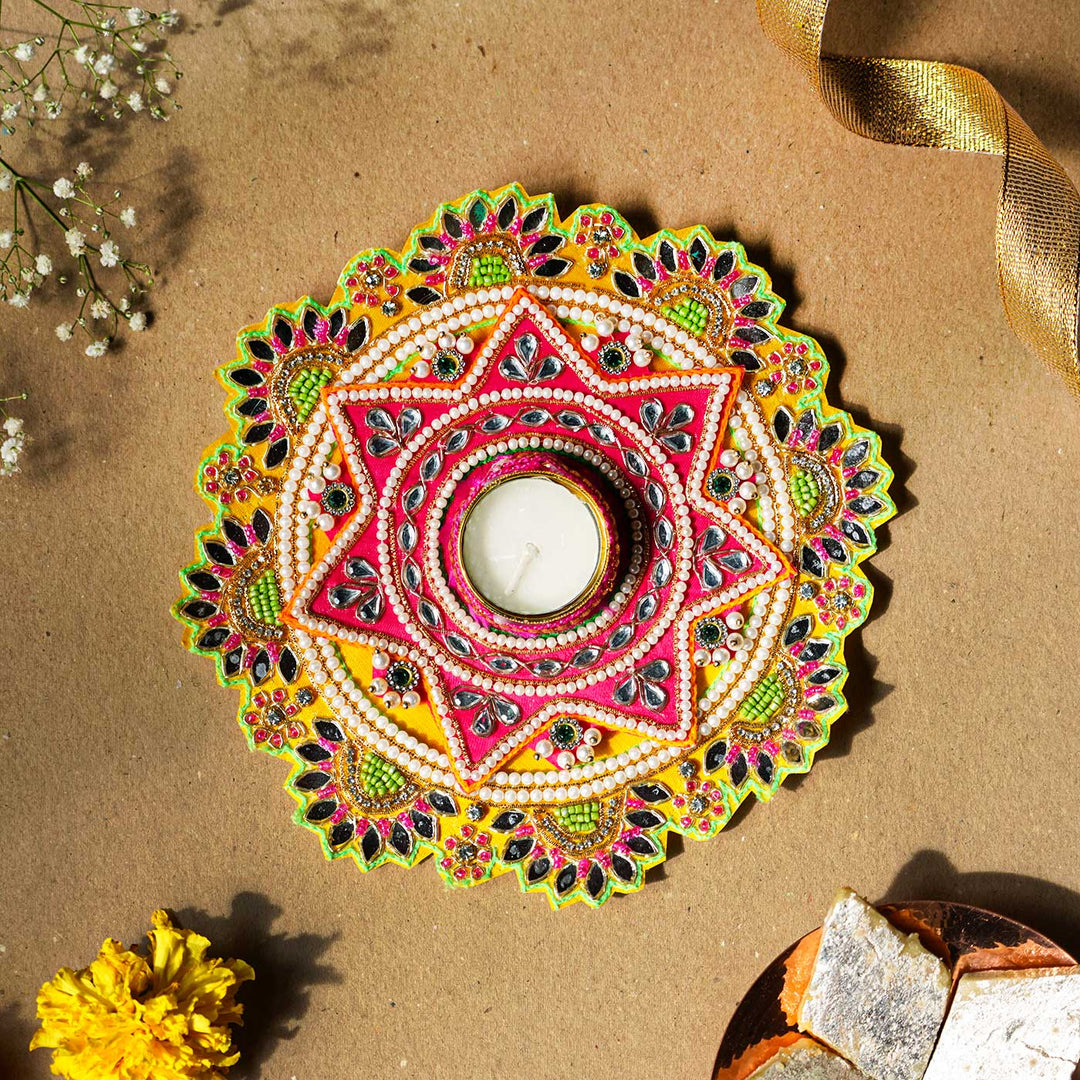 Handmade Decorative Red Star Rangoli