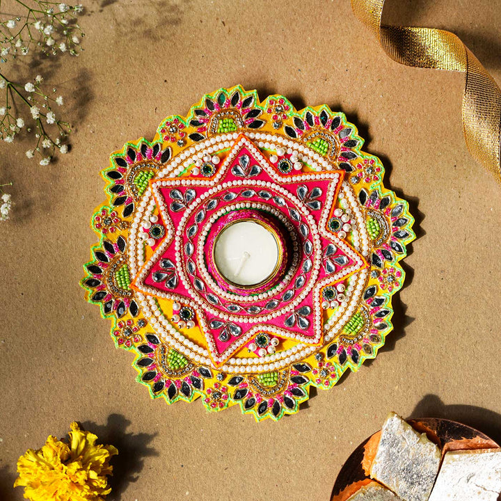 Handmade Decorative Red Star Rangoli