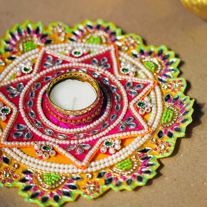 Handmade Decorative Red Star Rangoli