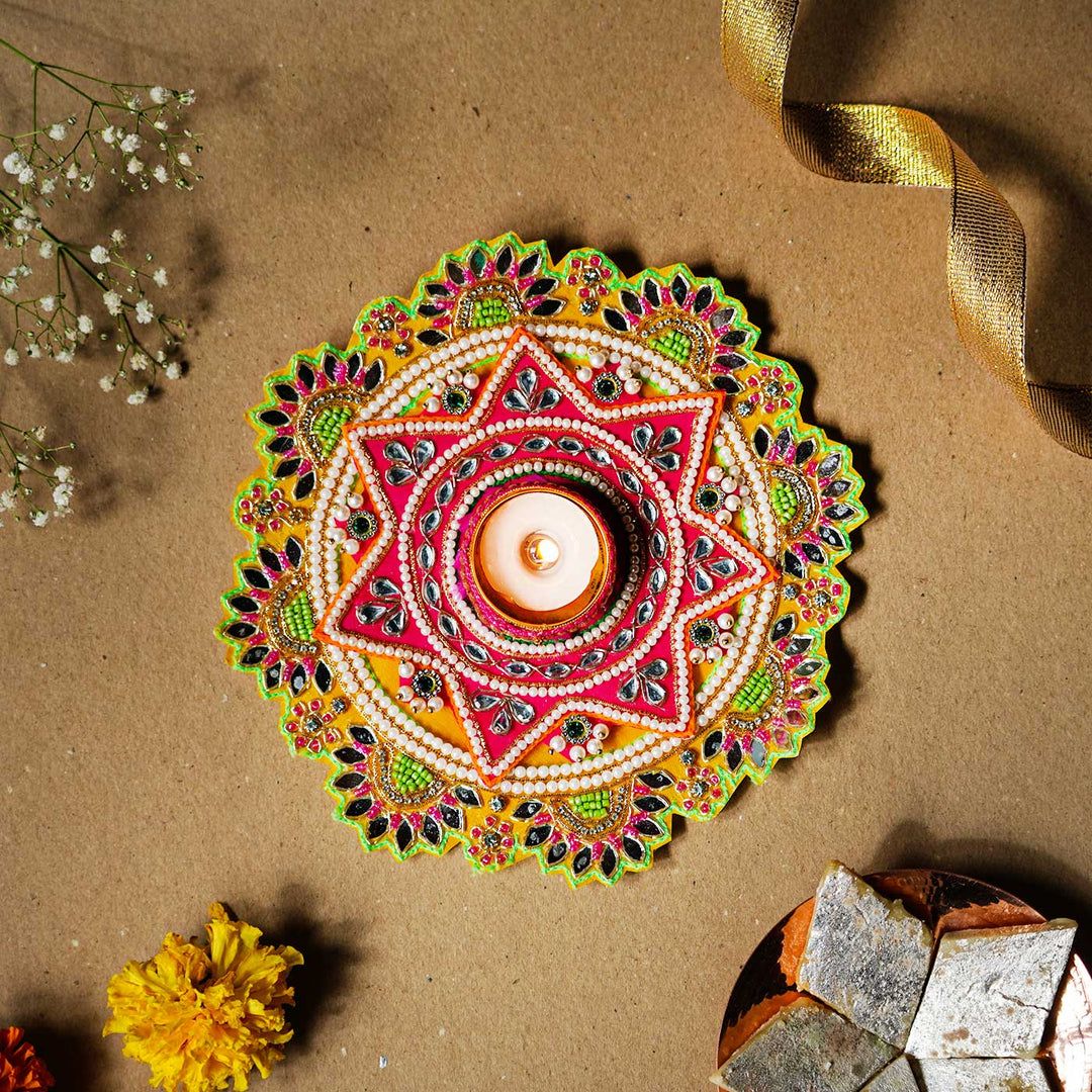 Handmade Decorative Red Star Rangoli