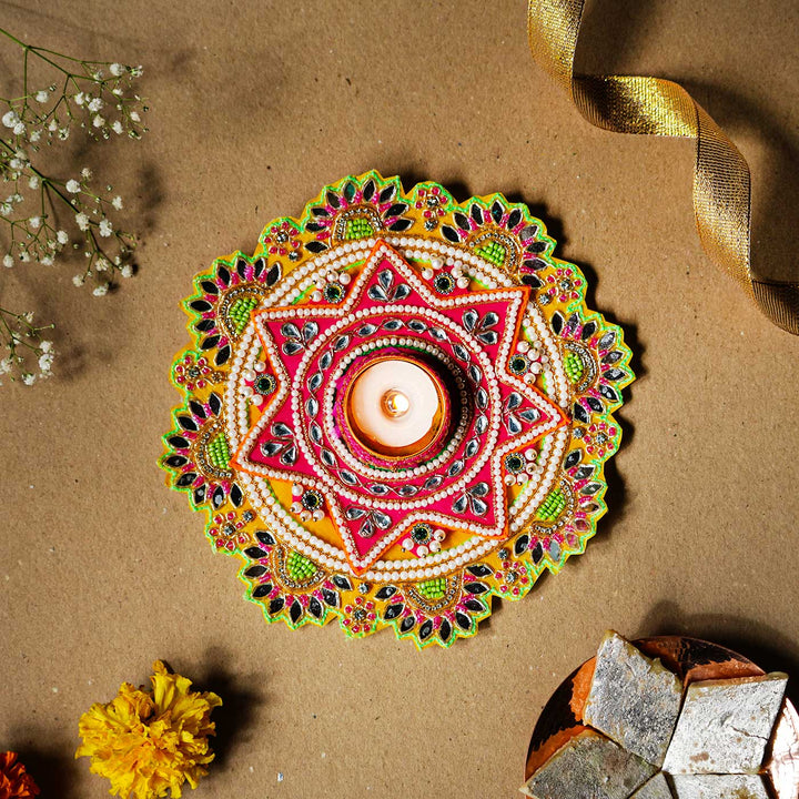 Handmade Decorative Red Star Rangoli