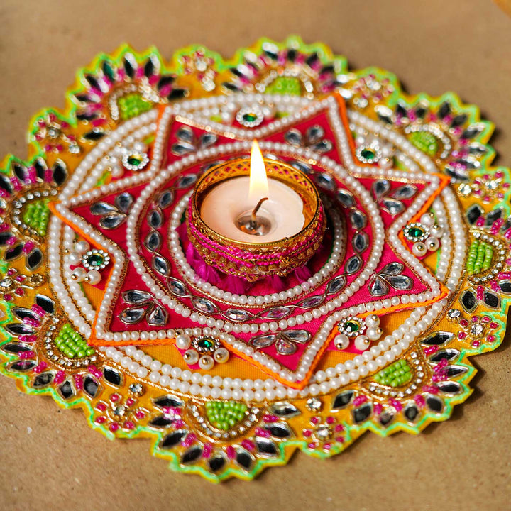 Handmade Decorative Red Star Rangoli