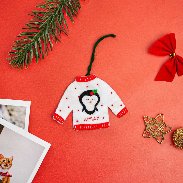 Handmade Personalized Felt Sweater Christmas Ornament