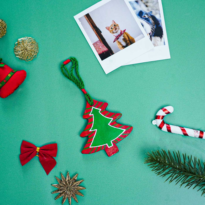 Handmade Green Terracotta Ornaments For Christmas Tree Decoration