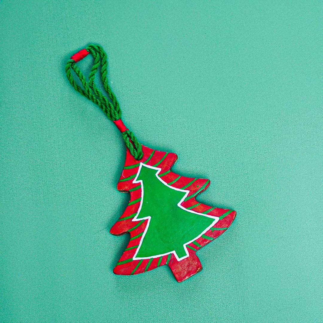 Handmade Green Terracotta Ornaments For Christmas Tree Decoration