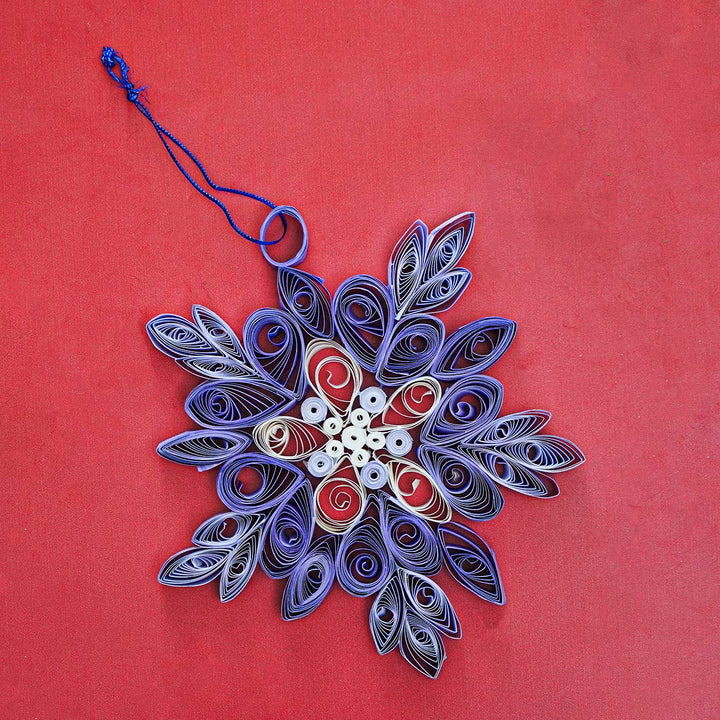 Handmade Lavender Snowflake Paper Quilling Ornament For Christmas Tree Decoration