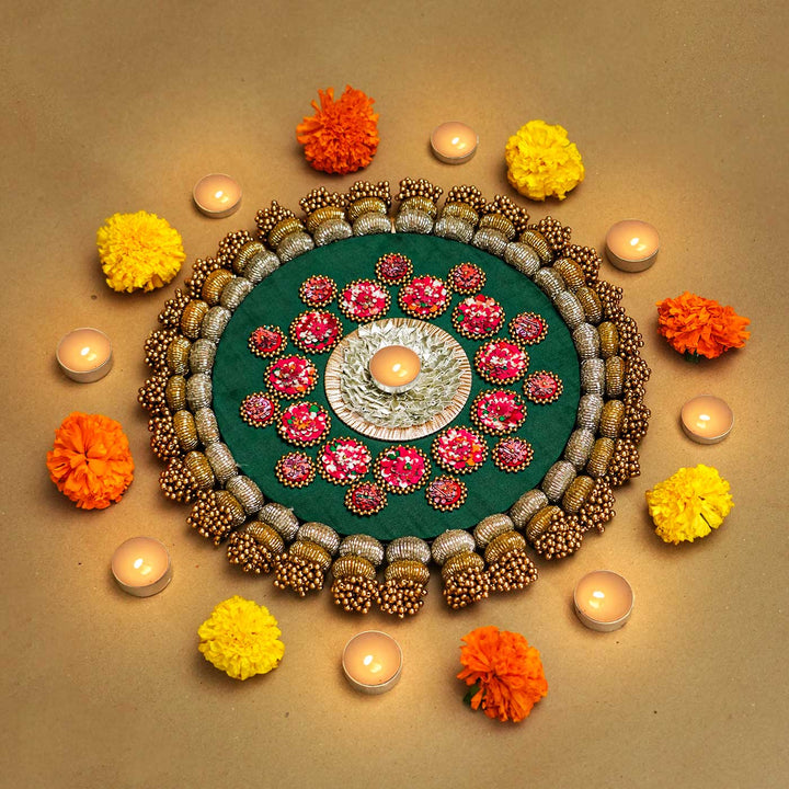 Handmade Mandala Bottle Green Colloquial Divine Mdf Wood Rangoli
