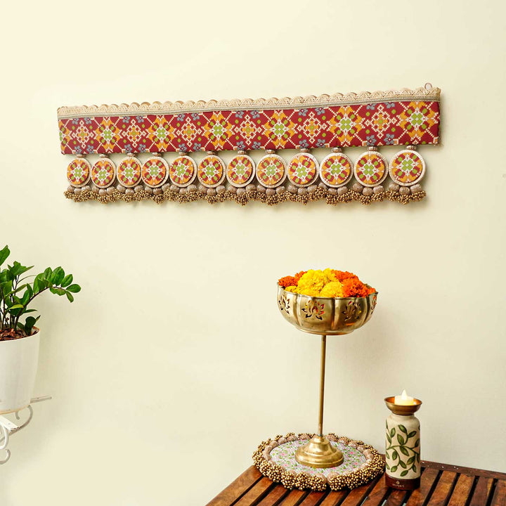 Handmade Mega Lumba Maroon & Pink Navratna Patola Reversible Toran