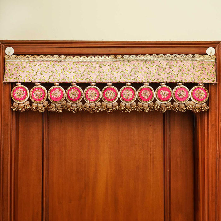 Handmade Mega Lumba Maroon & Pink Navratna Patola Reversible Toran
