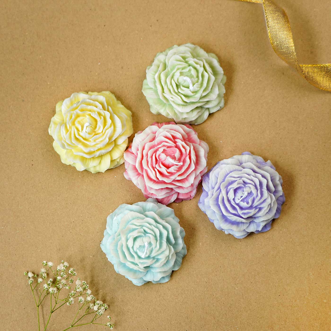Buy Handmade Peony Soy Wax Scented Candle | Set Of 5 Online On Zwende