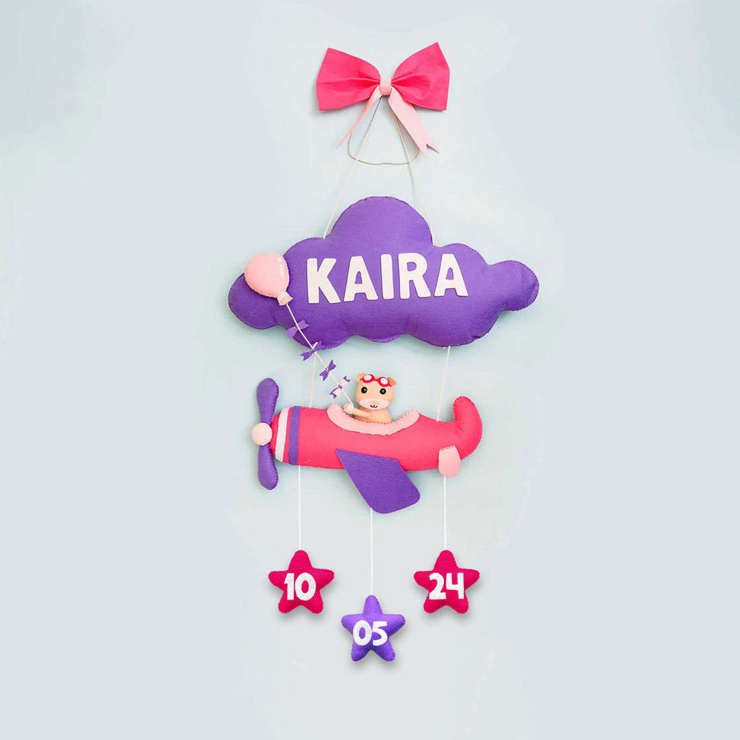 Handmade Personalized Felt Name Hanging - Aviator