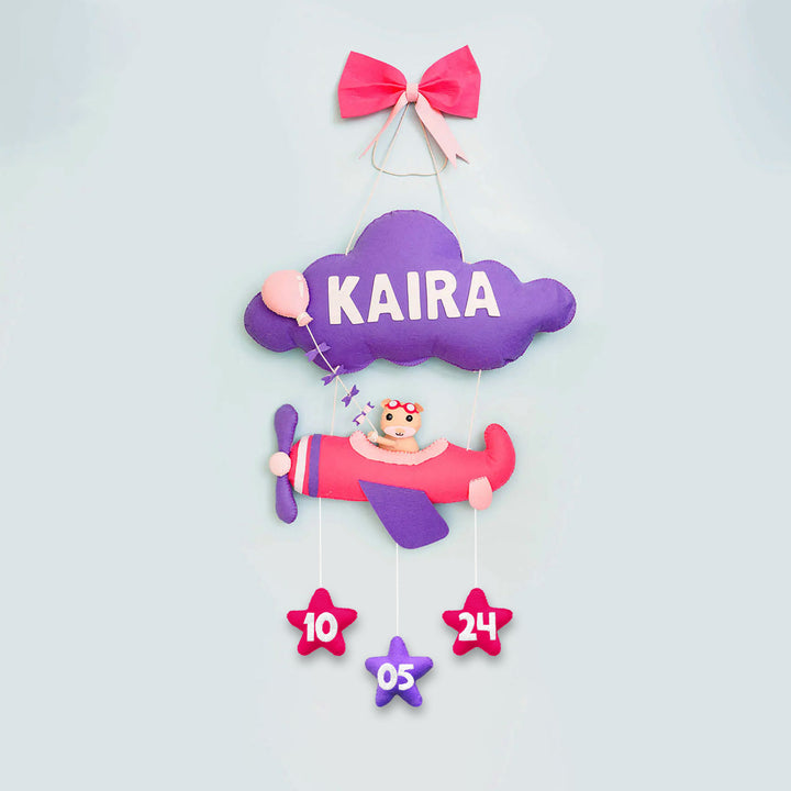 Handmade Personalized Felt Name Hanging - Aviator