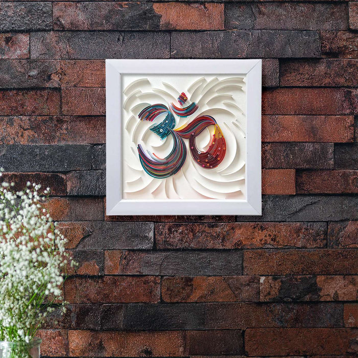 Handmade Quilling Multicolour Om Framed Art